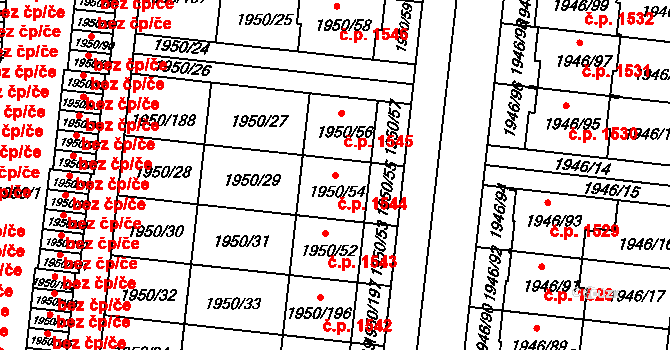 Holešov 1544 na parcele st. 1950/54 v KÚ Holešov, Katastrální mapa