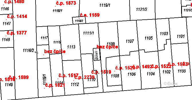 Brno 103863745 na parcele st. 1111/2 v KÚ Líšeň, Katastrální mapa