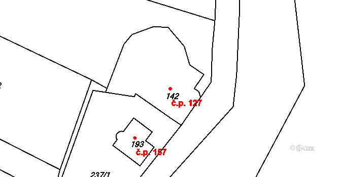 Plenkovice 127 na parcele st. 142 v KÚ Plenkovice, Katastrální mapa