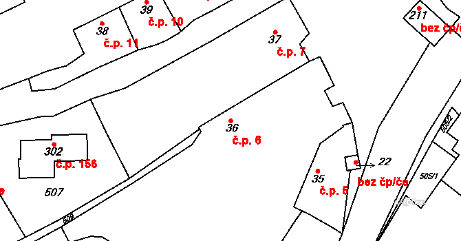 Mramotice 6, Znojmo na parcele st. 36 v KÚ Mramotice, Katastrální mapa