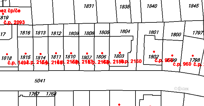 Přerov I-Město 2159, Přerov na parcele st. 1806 v KÚ Přerov, Katastrální mapa