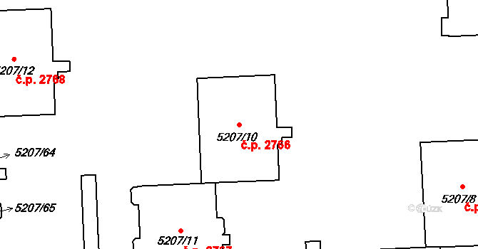 Přerov I-Město 2766, Přerov na parcele st. 5207/10 v KÚ Přerov, Katastrální mapa