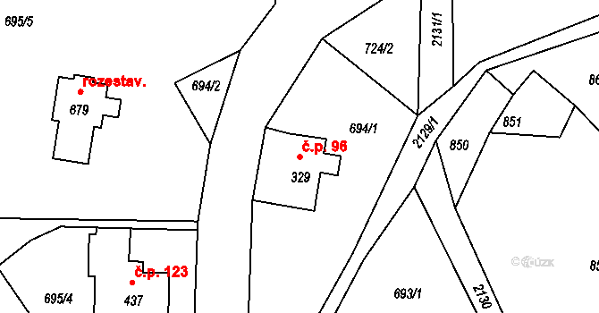 Alšovice 96, Pěnčín na parcele st. 329 v KÚ Alšovice, Katastrální mapa