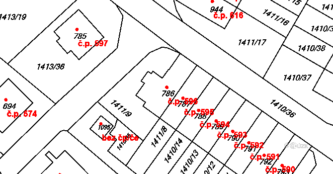 Brtnice 596 na parcele st. 786 v KÚ Brtnice, Katastrální mapa