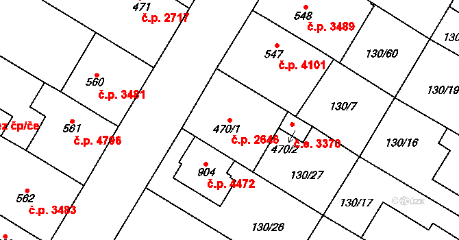Jihlava 2646 na parcele st. 470/1 v KÚ Bedřichov u Jihlavy, Katastrální mapa