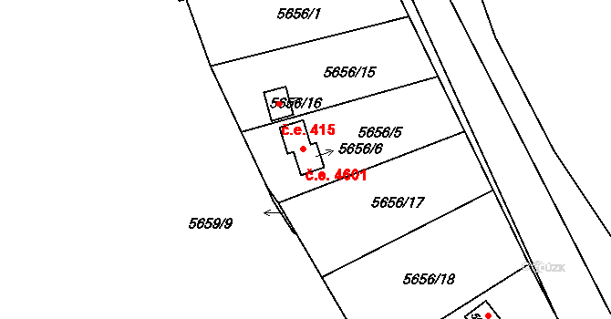 Jihlava 4601 na parcele st. 5656/6 v KÚ Jihlava, Katastrální mapa