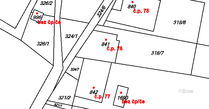 Konská 76, Třinec na parcele st. 841 v KÚ Konská, Katastrální mapa