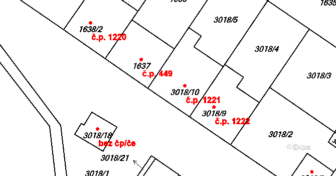 Dubňany 1221 na parcele st. 3018/10 v KÚ Dubňany, Katastrální mapa
