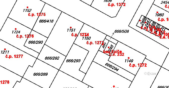 Veselí nad Moravou 1273 na parcele st. 1150 v KÚ Veselí-Předměstí, Katastrální mapa