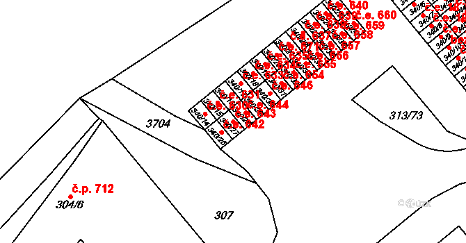 Vyškov-Předměstí 643, Vyškov na parcele st. 340/27 v KÚ Vyškov, Katastrální mapa