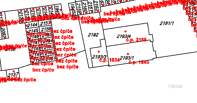 Kladno 1834 na parcele st. 2193/3 v KÚ Kladno, Katastrální mapa