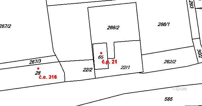 Svinná 21, Vranov na parcele st. 65 v KÚ Svinná u Stříbra, Katastrální mapa