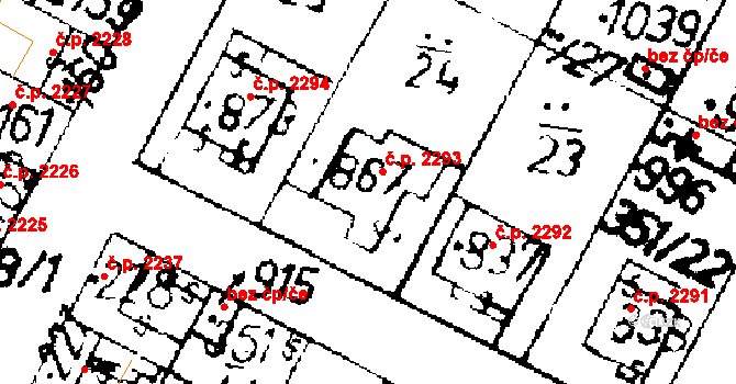 Podlusky 2293, Roudnice nad Labem na parcele st. 867 v KÚ Podlusky, Katastrální mapa