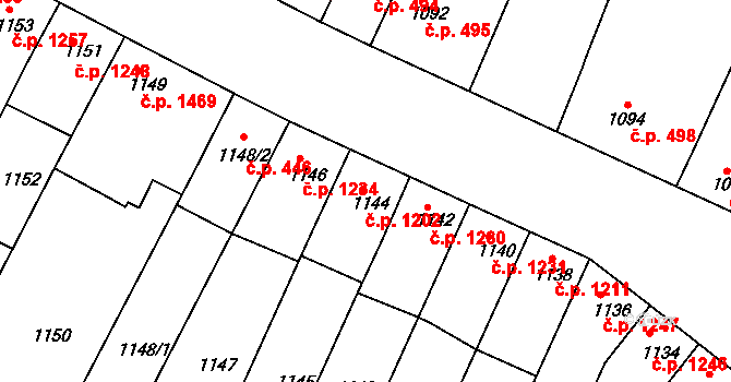 Roudnice nad Labem 1202 na parcele st. 1144 v KÚ Roudnice nad Labem, Katastrální mapa