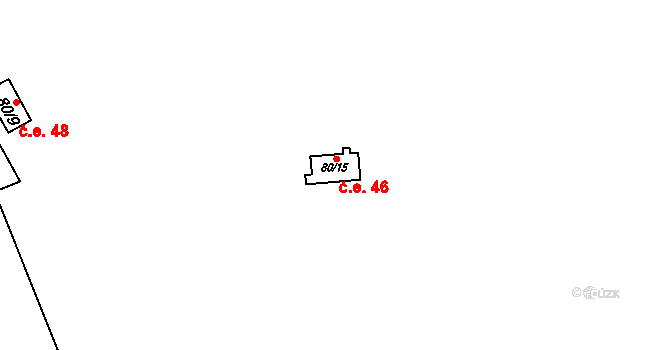 Senohraby 46 na parcele st. 80/15 v KÚ Senohraby, Katastrální mapa