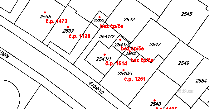 Roudnice nad Labem 1514 na parcele st. 2541/1 v KÚ Roudnice nad Labem, Katastrální mapa