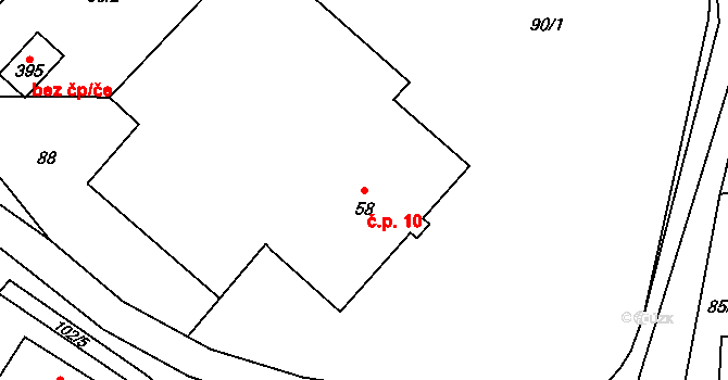 Cerekvice nad Loučnou 10 na parcele st. 58 v KÚ Cerekvice nad Loučnou, Katastrální mapa