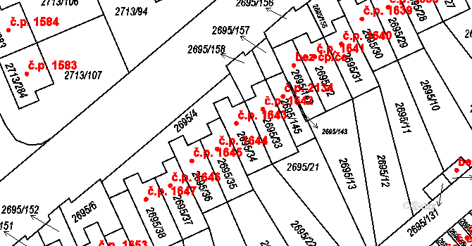 Pelhřimov 1643 na parcele st. 2695/34 v KÚ Pelhřimov, Katastrální mapa