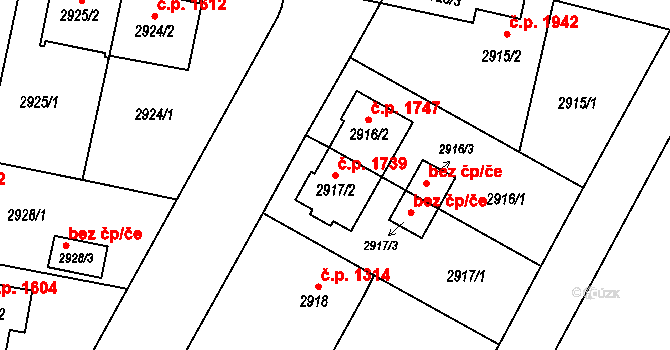 České Budějovice 7 1739, České Budějovice na parcele st. 2917/2 v KÚ České Budějovice 7, Katastrální mapa