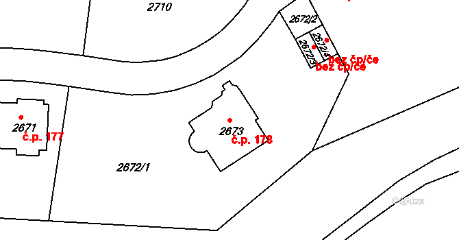 Liberec V-Kristiánov 178, Liberec na parcele st. 2673 v KÚ Liberec, Katastrální mapa