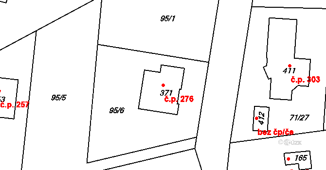 Chotoviny 276 na parcele st. 371 v KÚ Chotoviny, Katastrální mapa