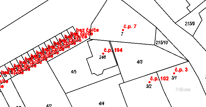 Polabec 194, Poděbrady na parcele st. 246 v KÚ Polabec, Katastrální mapa