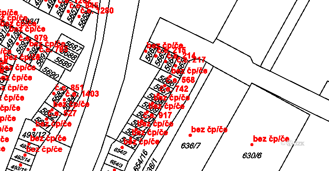 Chomutov 568 na parcele st. 5667 v KÚ Chomutov I, Katastrální mapa