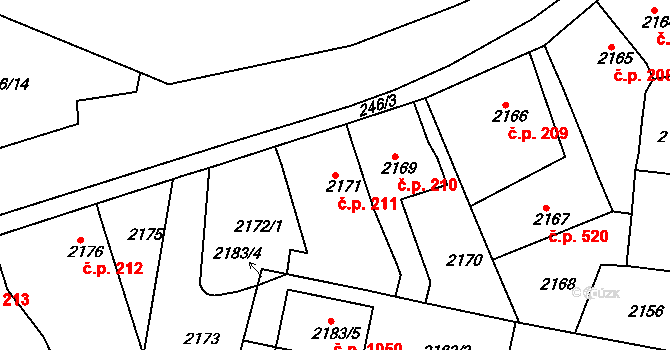 Jemnice 211 na parcele st. 2171 v KÚ Jemnice, Katastrální mapa
