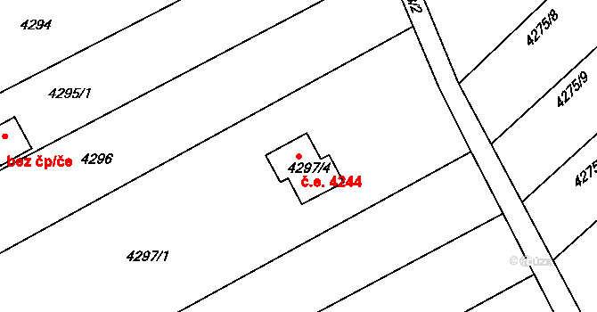 Znojmo 4244 na parcele st. 4297/4 v KÚ Znojmo-město, Katastrální mapa