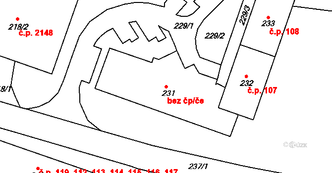 Krnov 39538745 na parcele st. 231 v KÚ Krnov-Horní Předměstí, Katastrální mapa
