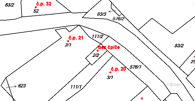 Třebenice 43634745 na parcele st. 2/2 v KÚ Teplá u Třebenic, Katastrální mapa