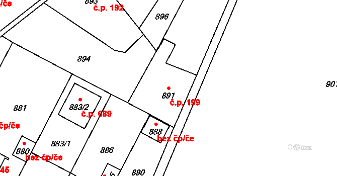Jaktař 199, Opava na parcele st. 891 v KÚ Jaktař, Katastrální mapa