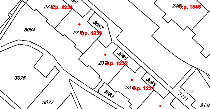 Kateřinky 1232, Opava na parcele st. 2314 v KÚ Kateřinky u Opavy, Katastrální mapa