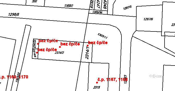 Rožnov pod Radhoštěm 45642745 na parcele st. 2314/1 v KÚ Rožnov pod Radhoštěm, Katastrální mapa