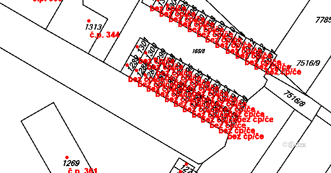 Telč 45833745 na parcele st. 1285 v KÚ Telč, Katastrální mapa