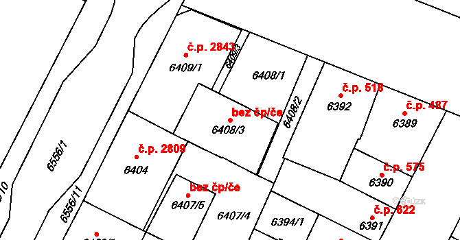 Plzeň 48419745 na parcele st. 6408/3 v KÚ Plzeň, Katastrální mapa