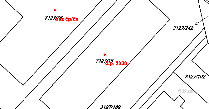 Pelhřimov 2330 na parcele st. 3127/15 v KÚ Pelhřimov, Katastrální mapa