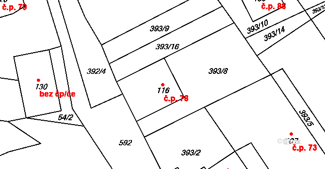 Bousov 78 na parcele st. 116 v KÚ Bousov, Katastrální mapa