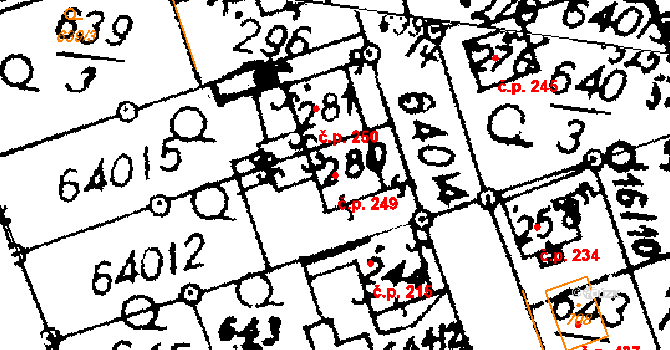 Hrochův Týnec 249 na parcele st. 280 v KÚ Hrochův Týnec, Katastrální mapa