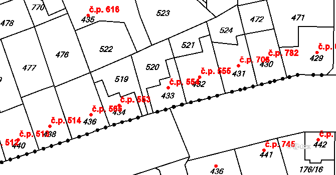 Kralupy nad Vltavou 554 na parcele st. 433 v KÚ Lobeč, Katastrální mapa