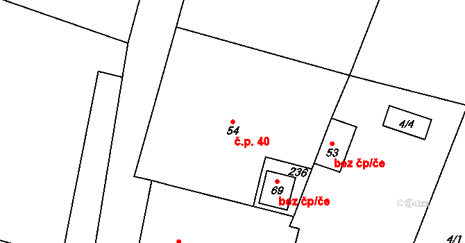 Hamr 40, Val na parcele st. 54 v KÚ Hamr nad Nežárkou, Katastrální mapa