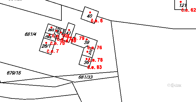 Strážiště 78, Mladotice na parcele st. 37/2 v KÚ Strážiště u Mladotic, Katastrální mapa