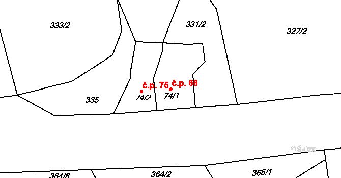 Semonice 66, Jaroměř na parcele st. 74/1 v KÚ Semonice, Katastrální mapa