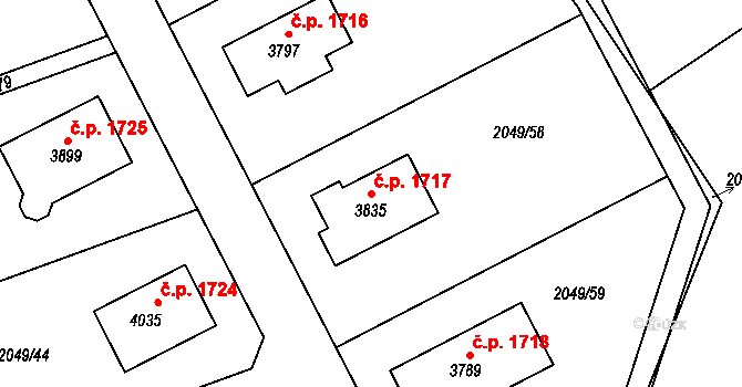 Humpolec 1717 na parcele st. 3835 v KÚ Humpolec, Katastrální mapa