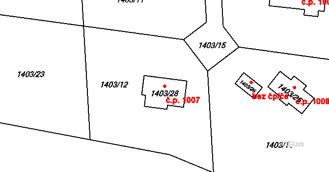 Hradiště 1007, Těrlicko na parcele st. 1403/28 v KÚ Hradiště pod Babí horou, Katastrální mapa