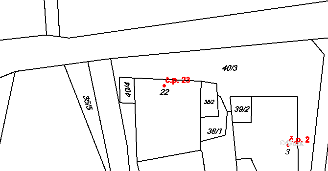 Útěšov 23, Bavorov na parcele st. 22 v KÚ Útěšov, Katastrální mapa