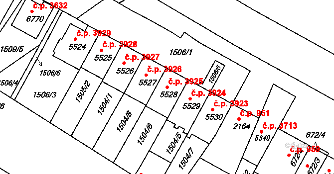 Kroměříž 3925 na parcele st. 5528 v KÚ Kroměříž, Katastrální mapa
