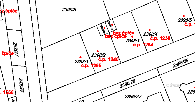 Holešov 1240 na parcele st. 2398/2 v KÚ Holešov, Katastrální mapa