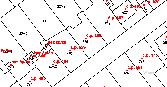 Tovačov I-Město 486, Tovačov na parcele st. 625 v KÚ Tovačov, Katastrální mapa