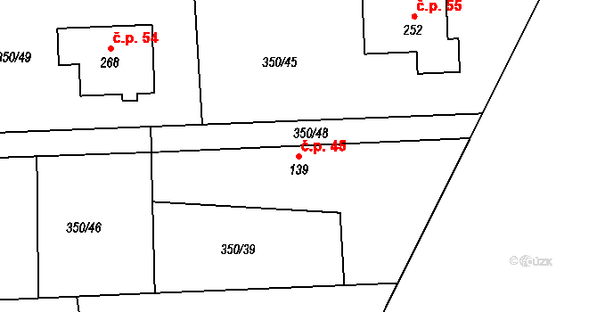 Otryby 45, Soběšín na parcele st. 139 v KÚ Soběšín, Katastrální mapa
